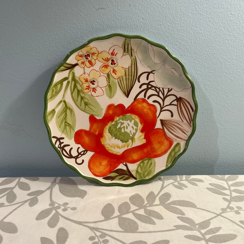 Raymond Waites Certified International 8.5" Luncheon Plate Red Poppy Floral